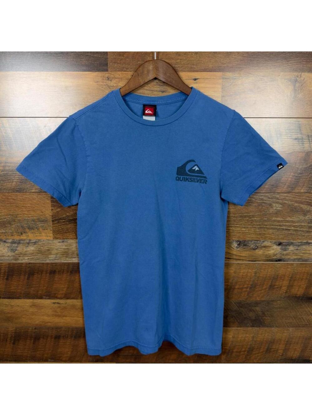 Y2K Quiksilver Big Logo Double Sided Graphic T-Shirt Blue